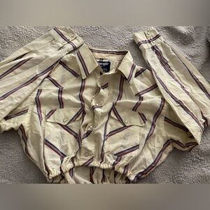 Vintage Wrangler Cowboy Cut Shirt with Cream and Red Stripes